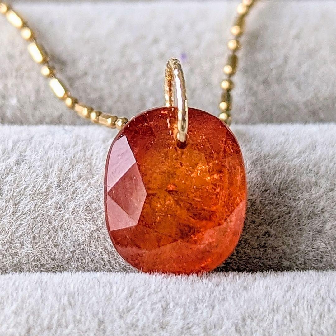 ♢N様♢専用K18 大粒マンダリンガーネット 6.74ct ペンダントトップ