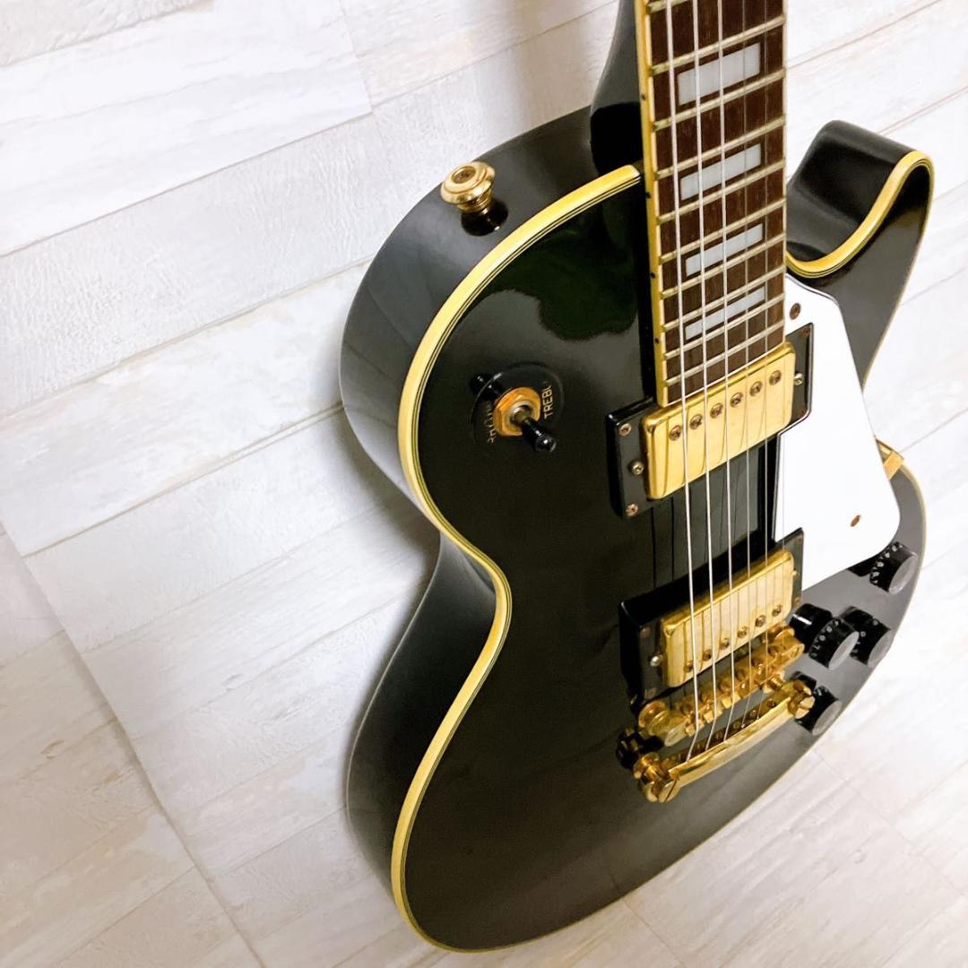 グラスルーツ レスポールカスタム エレキギター ブラック ゴールド 弦楽器
