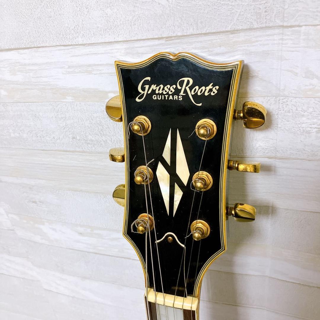 グラスルーツ レスポールカスタム エレキギター ブラック ゴールド 弦楽器