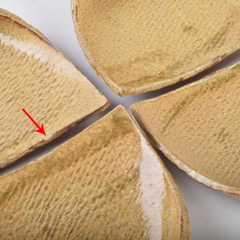 和食器　番浦史郎作　黄瀬戸　箕皿　銘々皿　五客　共箱　M　R9207B