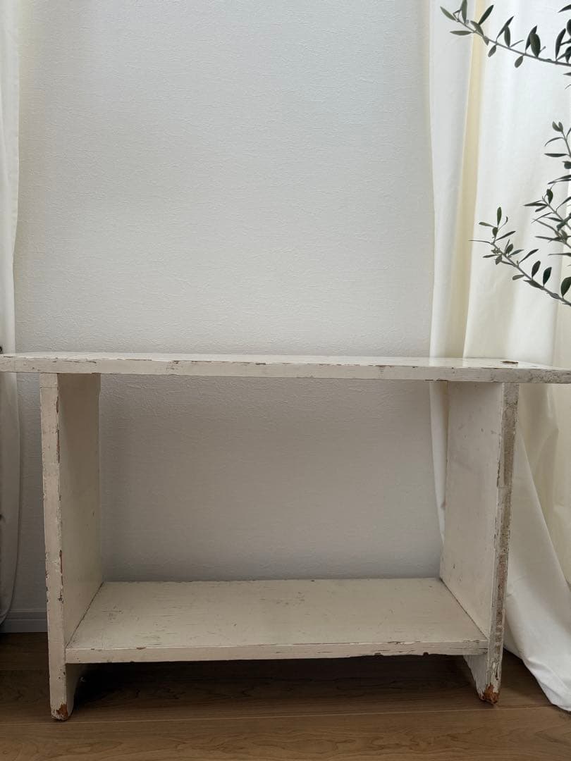 【英国直輸入】アンティーク ホワイト木製シェルフ