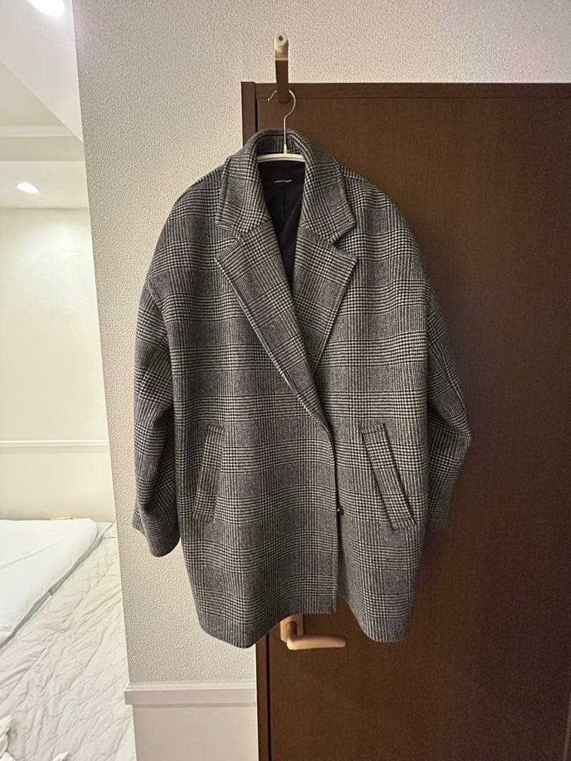 ジャーナルスタンダード　グレー チェック柄 ダブルブレストコート　38