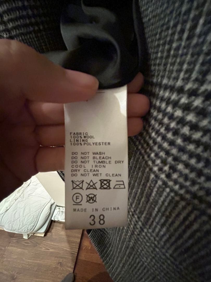 ジャーナルスタンダード　グレー チェック柄 ダブルブレストコート　38