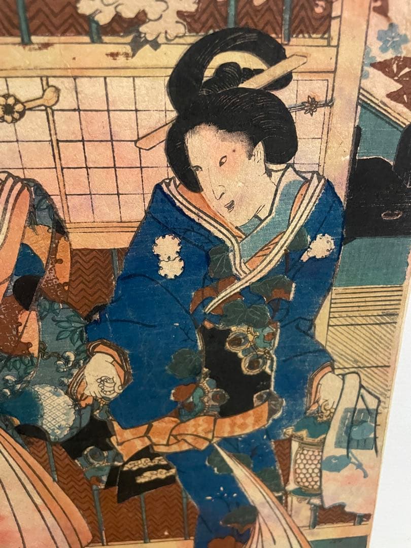 江戸　浮世絵版画　一陽齋豊国　1847年　摺り　佐野喜