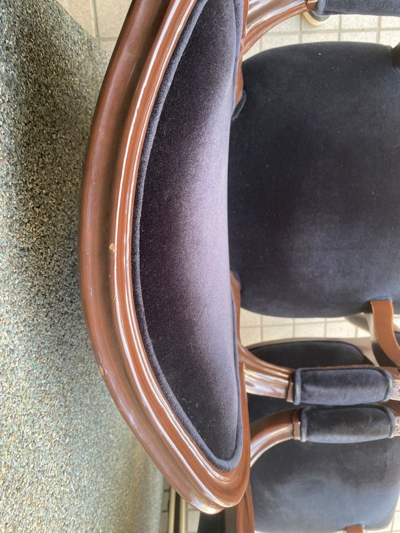 高級ベルベット 猫脚 アーム チェア♦️希少ブラック ゴシック♦️２脚セット♦️送料込