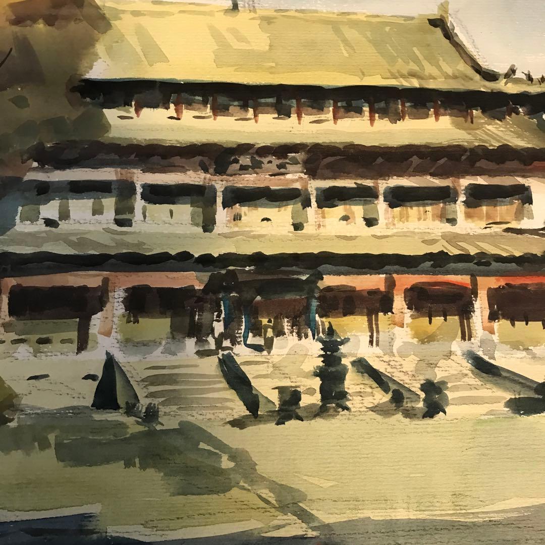 値下げ　平山郁夫画伯と共に中国で作画した中国人水彩画家　陳芸作品