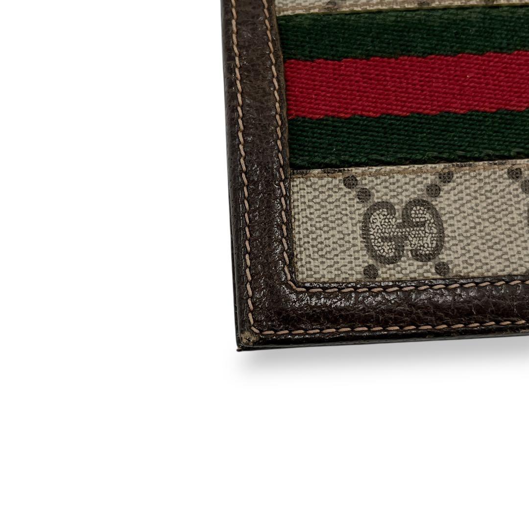 グッチ　二つ折り財布　お札入れ　シェリーライン　GGスプリーム　ベージュ　PVC