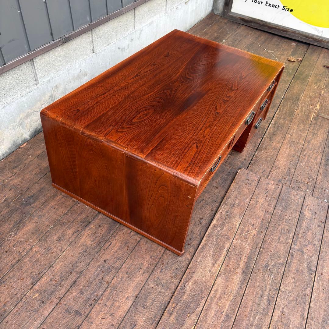 昭和レトロ 木製文机 座机 収納引き出し5杯 和家具 古家具 机 デスク 古道具