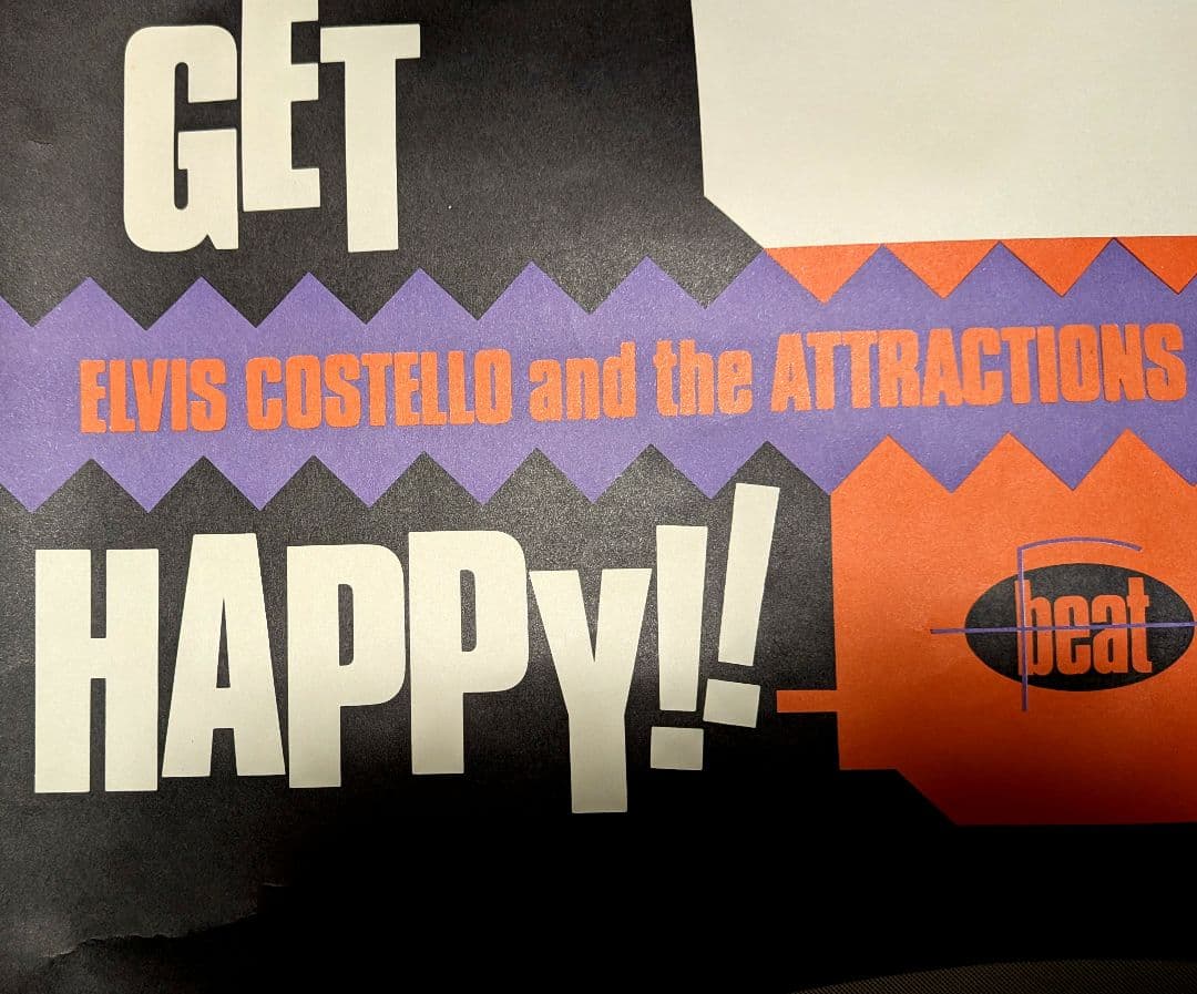 エルビス コステロ GET HAPPY‼ 1980年 超貴重プロモポスター 美品
