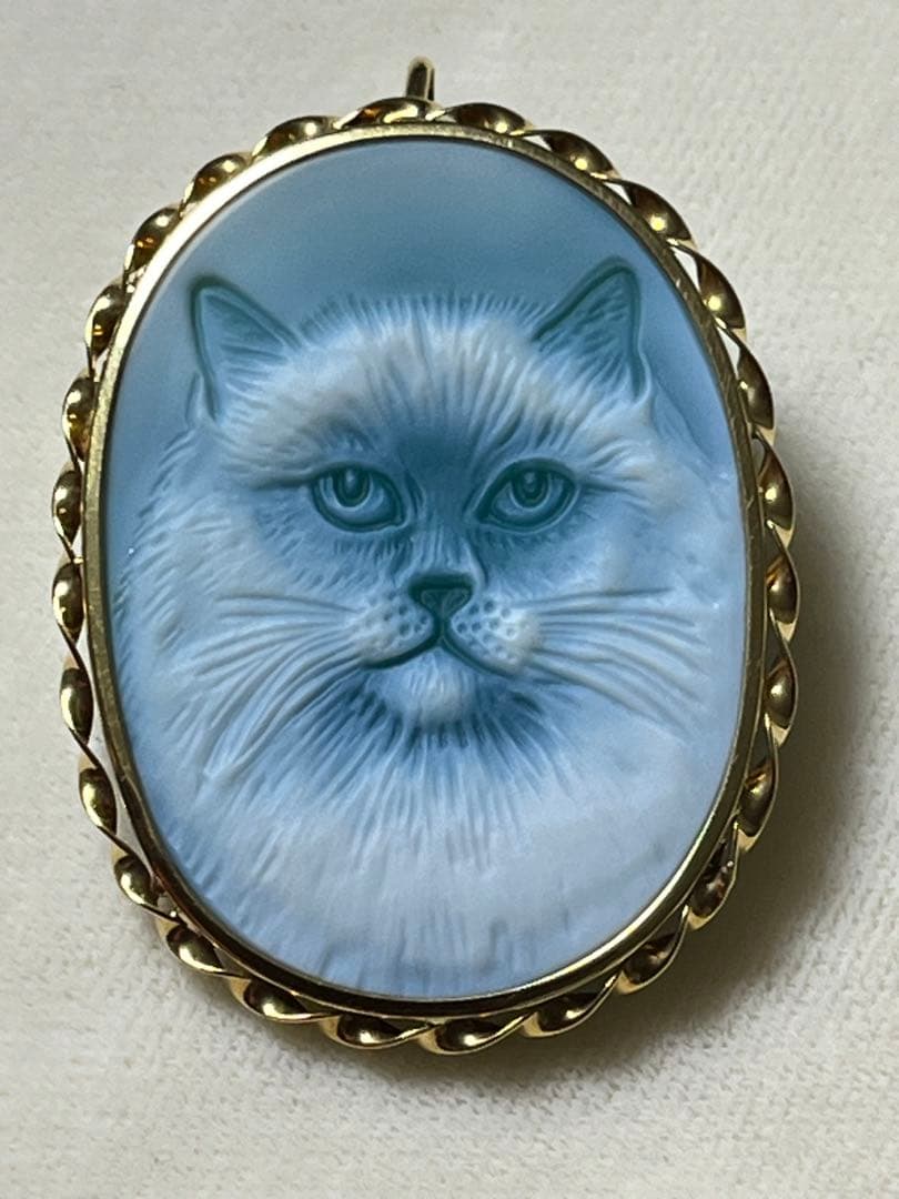 金18 カメオ　猫