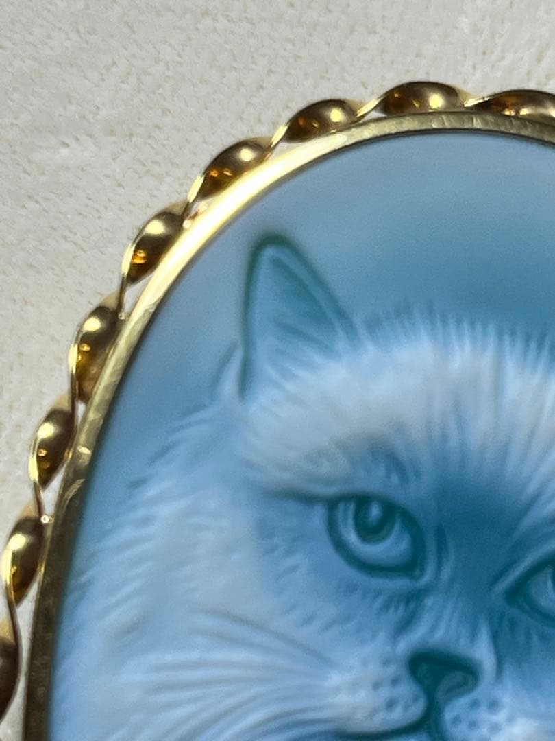 金18 カメオ　猫