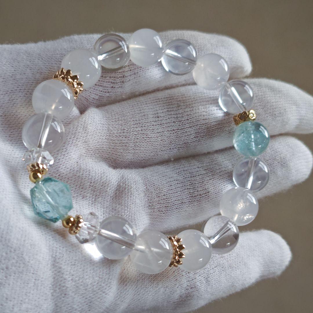 宝石質モスアクアマリン六芒星、ブルートパーズ、K2ムーンクオーツ