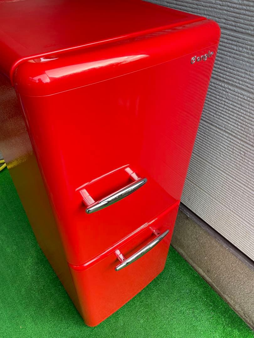 637極美品✨ エディオン レトロインバーターおしゃれレッド 2ドア冷蔵庫 単身