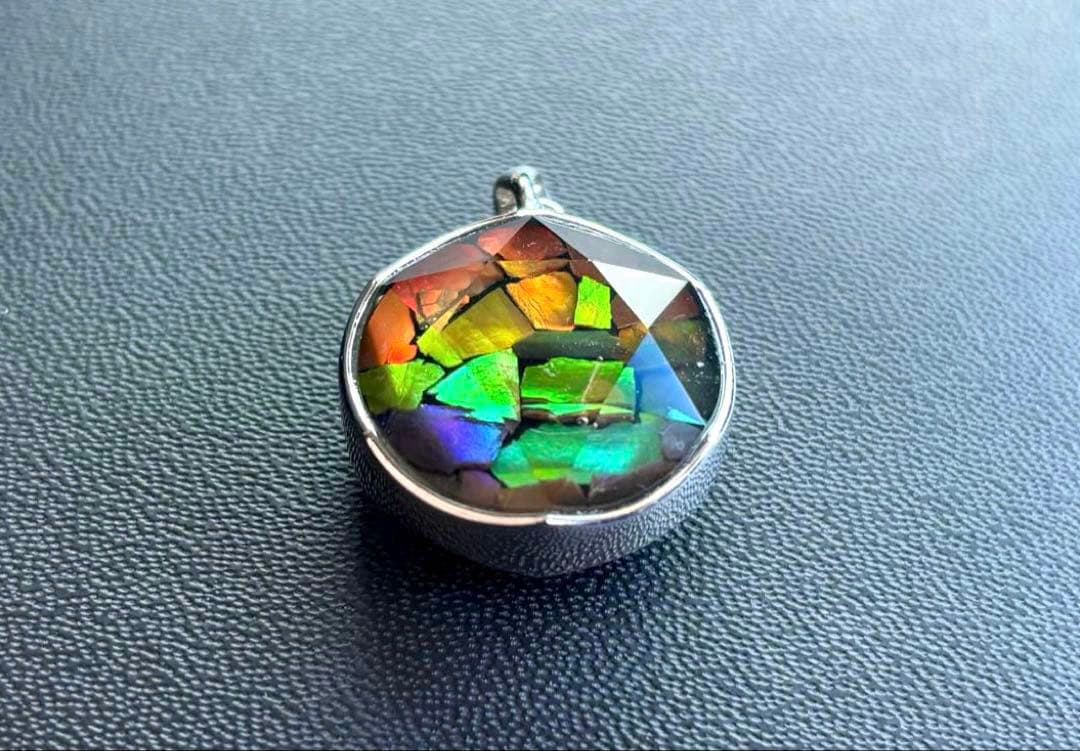 ナデシコ　究極品質　レインボーアンモライトとシルバーギベオンの六芒星PT