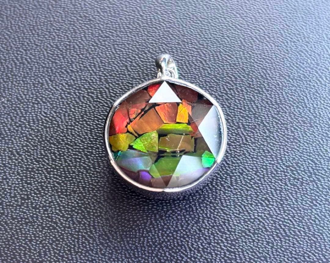 ナデシコ　究極品質　レインボーアンモライトとシルバーギベオンの六芒星PT