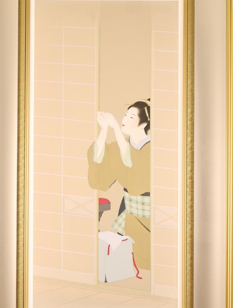 【真作】　BK278　上村松園　「 夕暮 」　10/180　シルクスクリーン