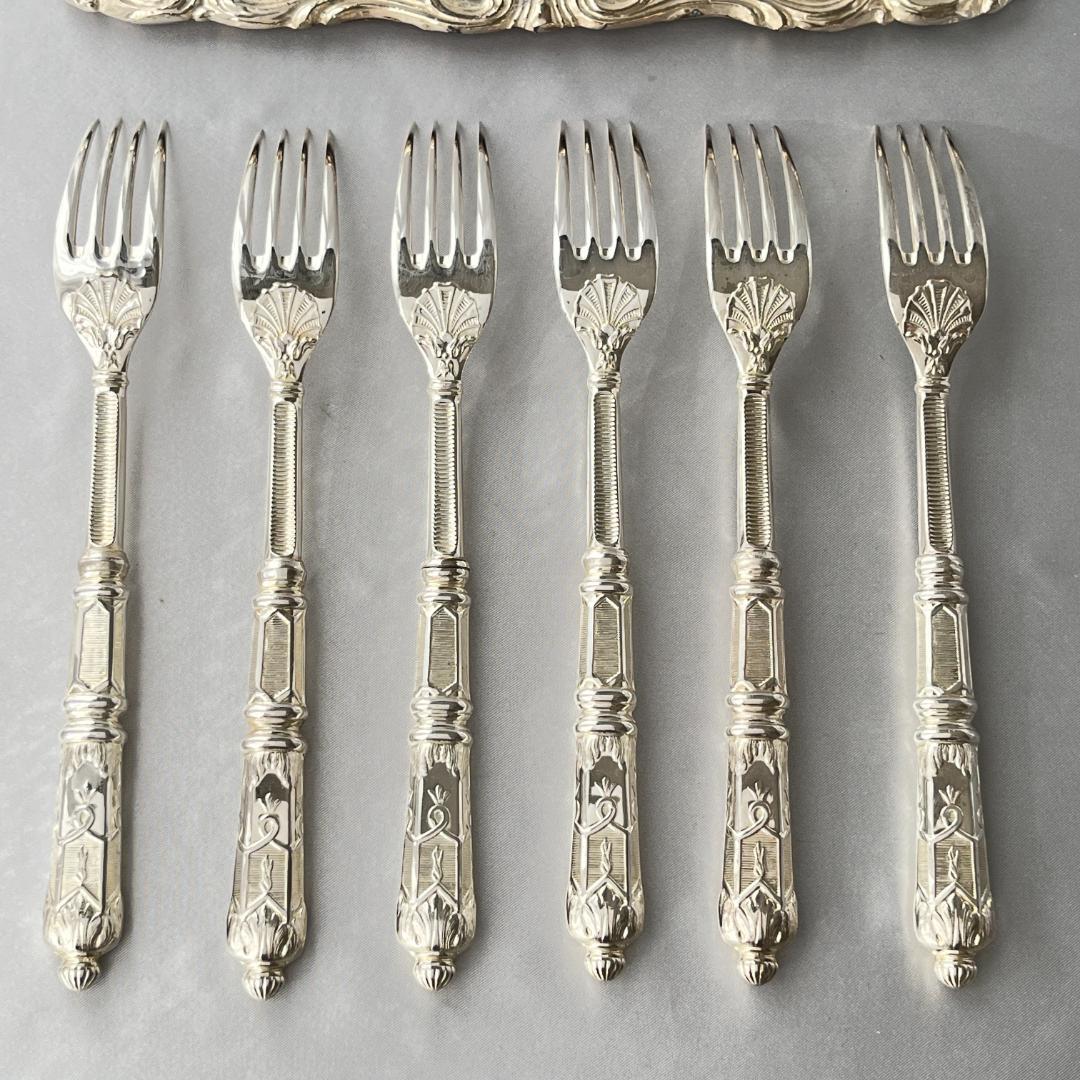 【仏蘭西】 ロシア様式 テーブルフォーク 6本組 【シルバープレート】