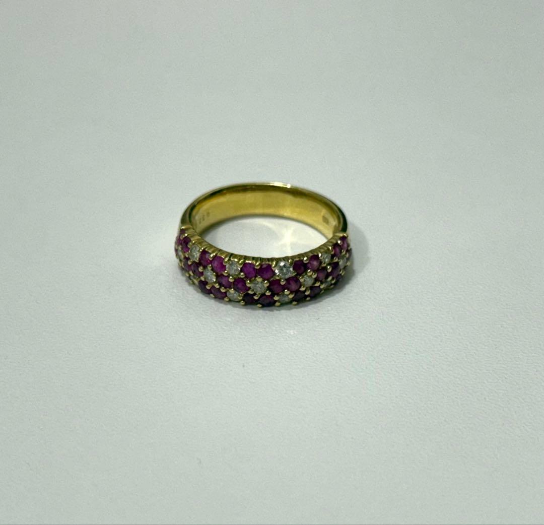 k18石付きメレダイヤ14.5号リング