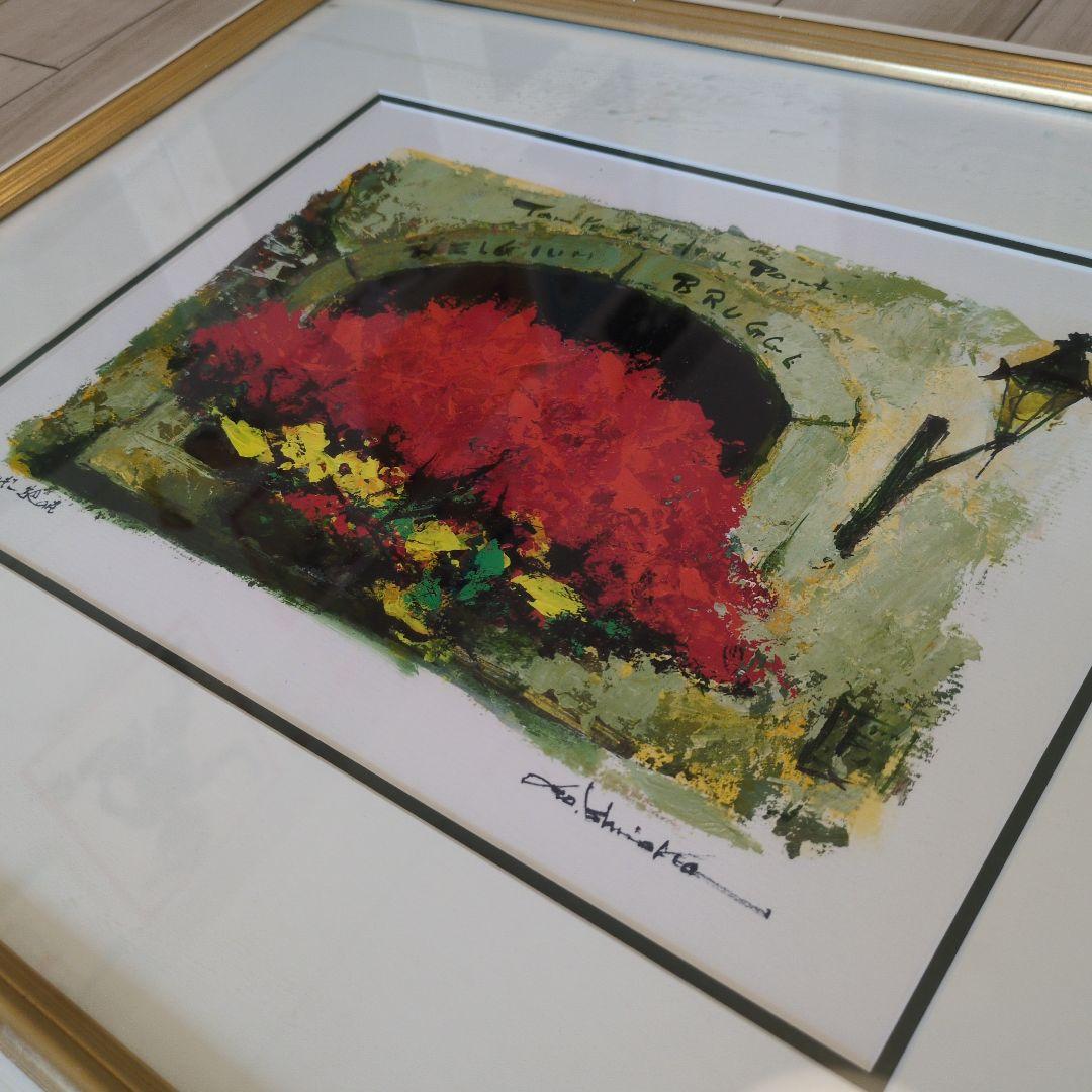 石岡剛 油彩画 ベルギー窓辺の花