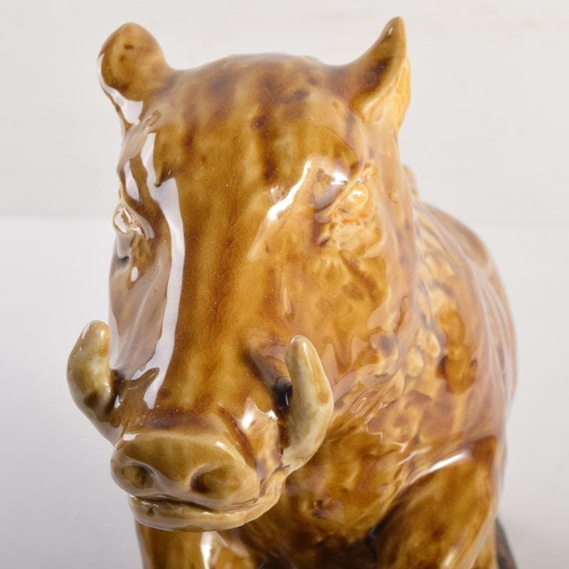 九谷焼　人間国宝　三代徳田八十吉作　猪　干支置物　C　8299