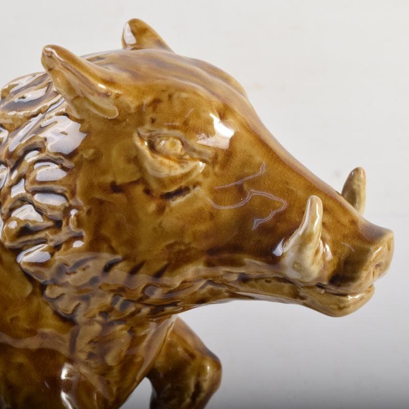 九谷焼　人間国宝　三代徳田八十吉作　猪　干支置物　C　8299