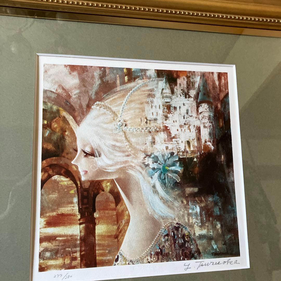 鶴岡義雄　マドモアゼル　リトグラフ　絵画