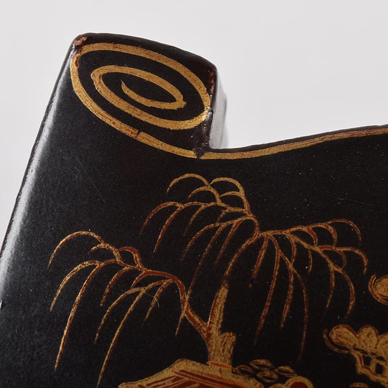 茶道具　唐物　山水蒔絵　巻物形香合　箱付　V　R8424