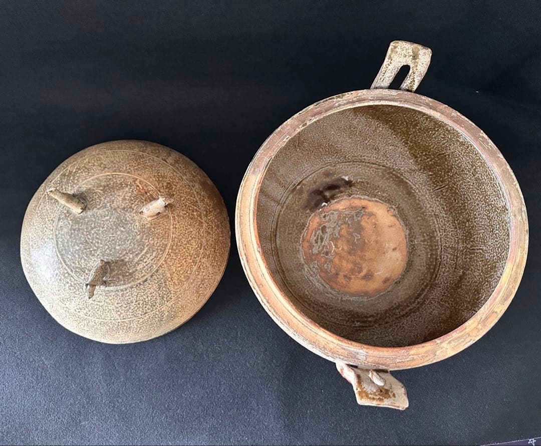 中国美術 灰陶緑釉 三足蓋付三獣摘 鼎 直径35cm 細密細工 古美術