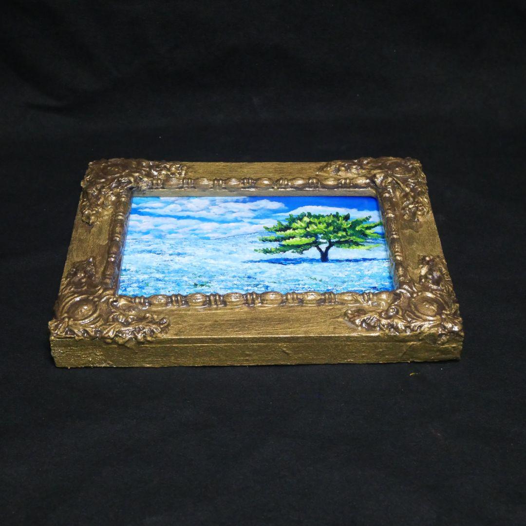 油絵 油彩 油彩画 絵 絵画 キャンバスパネル ミニ絵画【ネモフィラの丘】