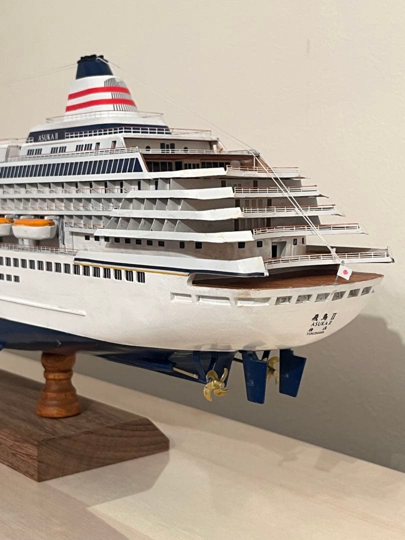 飛鳥II 完成品　木製型　船　モデル　ウッディジョー　手作り