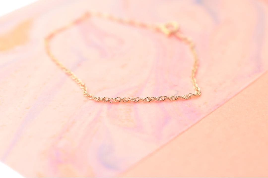 k18 ブレスレット　アンクレット　スクリューチェーン1.3mm*2本