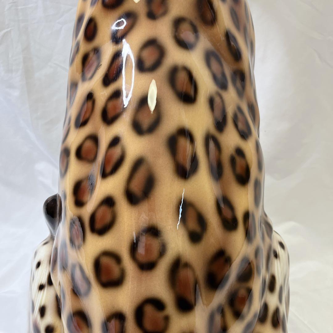 【希少良デザイン】最高級陶器　オブジェ　レオパード　骨董品　美術品　アニマル