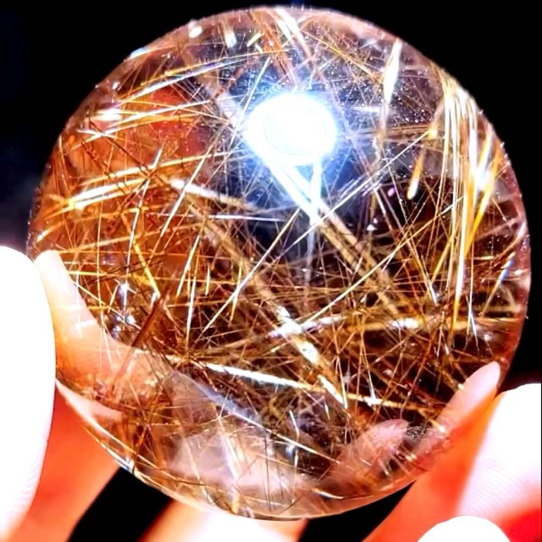 超絶綺麗✨53mm ゴールドルチルクォーツ　丸玉スフィア　金針水晶