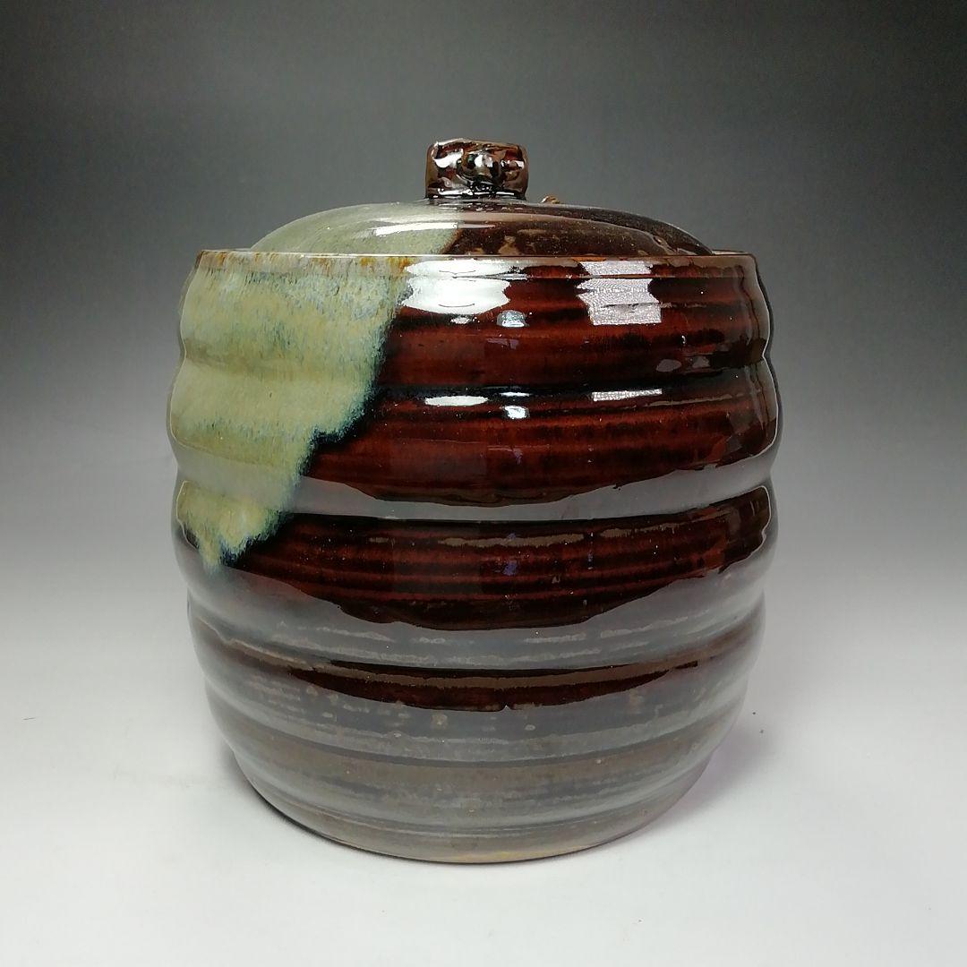 Ｓ６７４　水指　『高取焼』『小槌摘み』『十四代　高取幸仙作』　共箱　茶道具