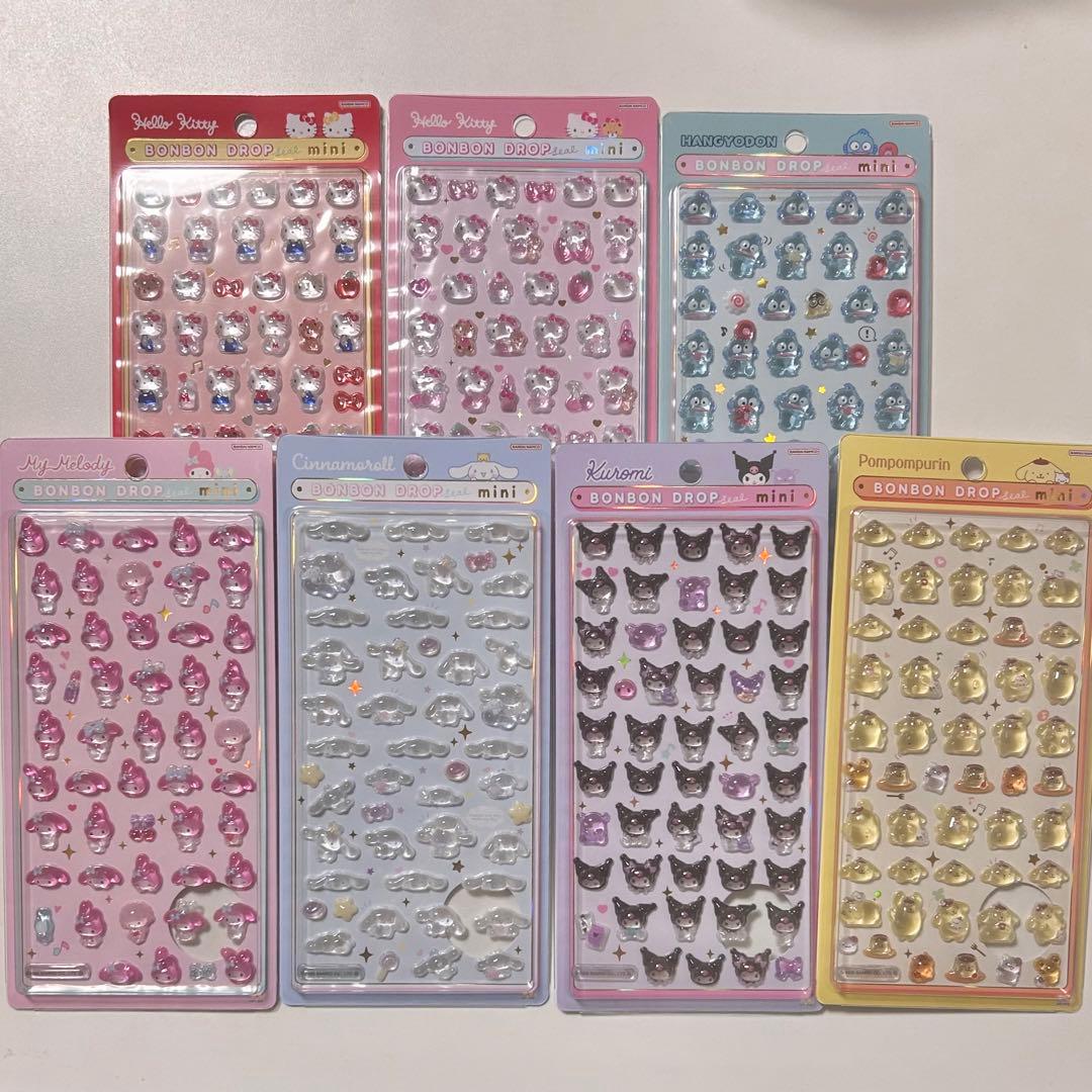 正規品　サンスター文具　サンリオ　ボンボンドロップシールミニ　7枚セット