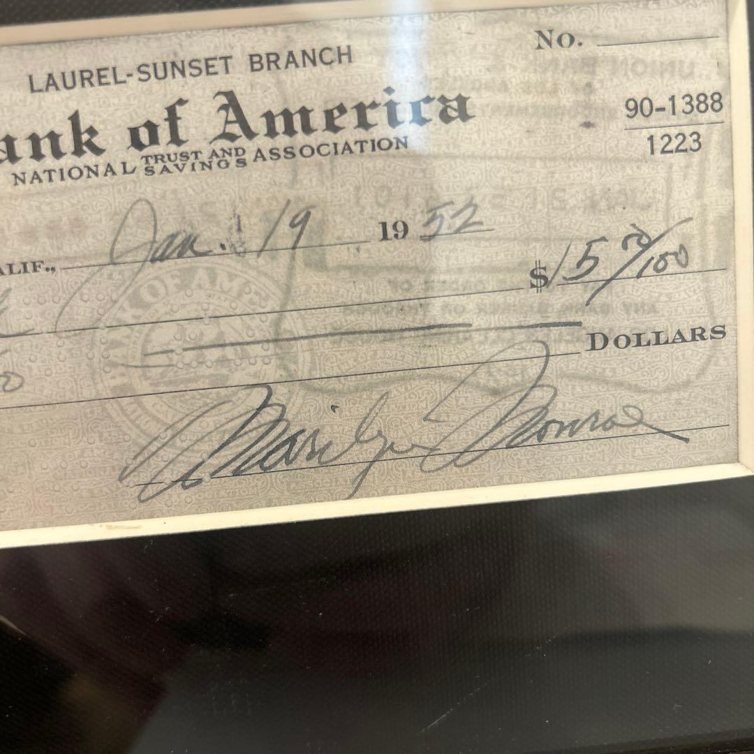 マリリン・モンロー 小切手 1952年　複製