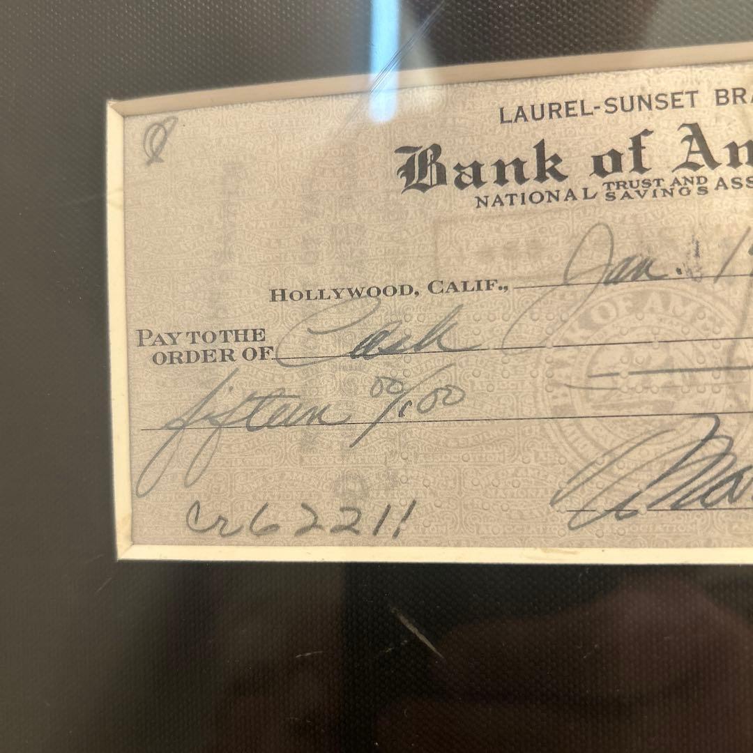 マリリン・モンロー 小切手 1952年　複製