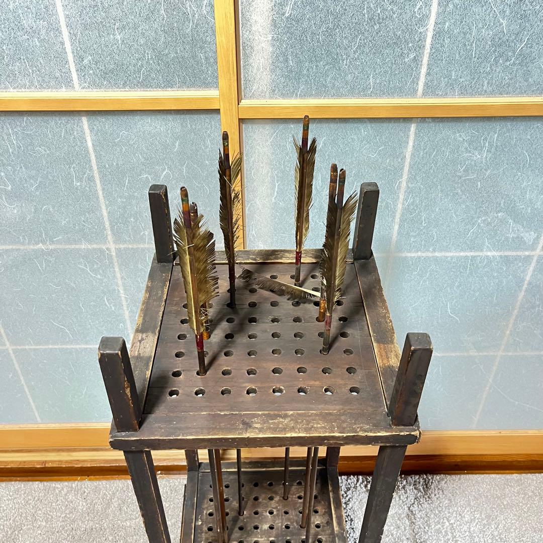 ヴィンテージ　矢箱　矢付き　猫足　木製