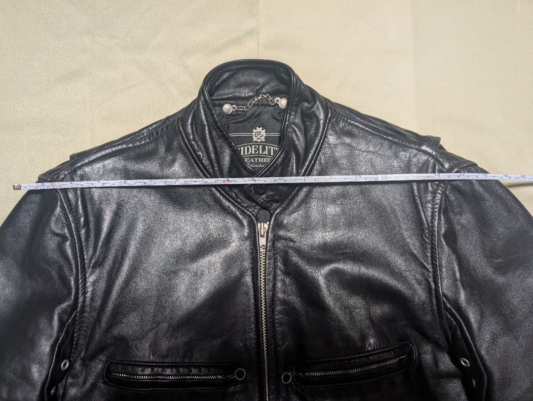 FIDELITY ブラック シングルライダースジャケット ヴィンテージ 茶芯