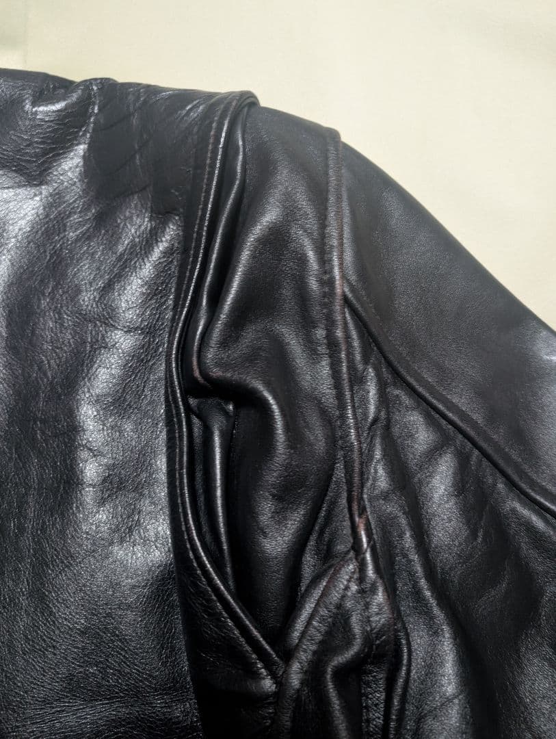 FIDELITY ブラック シングルライダースジャケット ヴィンテージ 茶芯