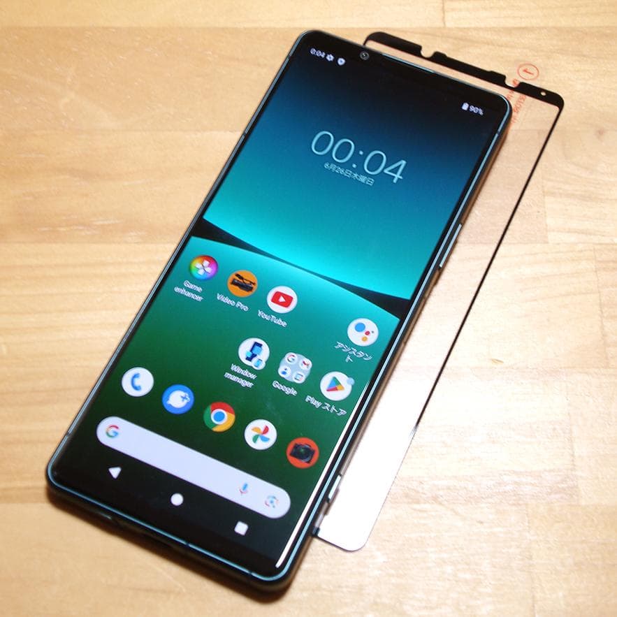 ほぼ無傷XPERIA 5 IV SOG09(GR)液晶保護ガラス付 SIMフリー
