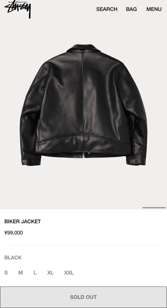新品 黒M 25AW STUSSY BIKER JACKET LEATHER