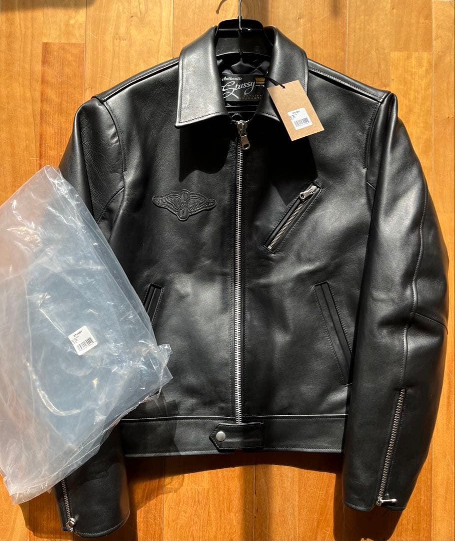 新品 黒M 25AW STUSSY BIKER JACKET LEATHER