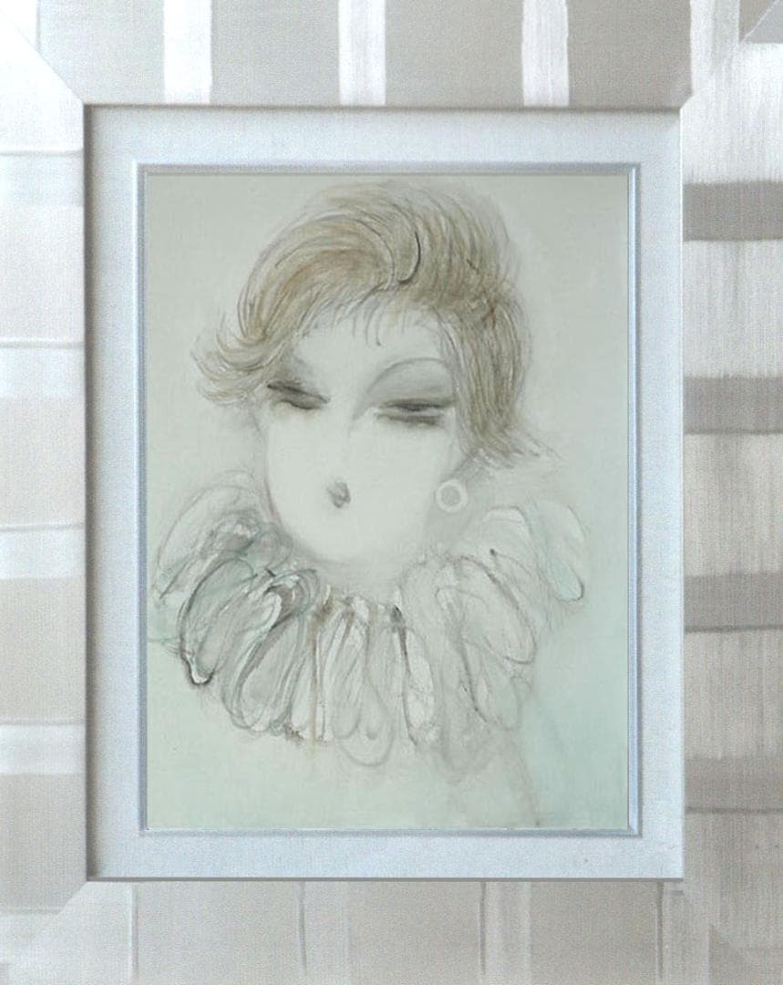 油絵 菅家令子 絵 絵画 インテリア 額付(白) F6-081412 人物 女性