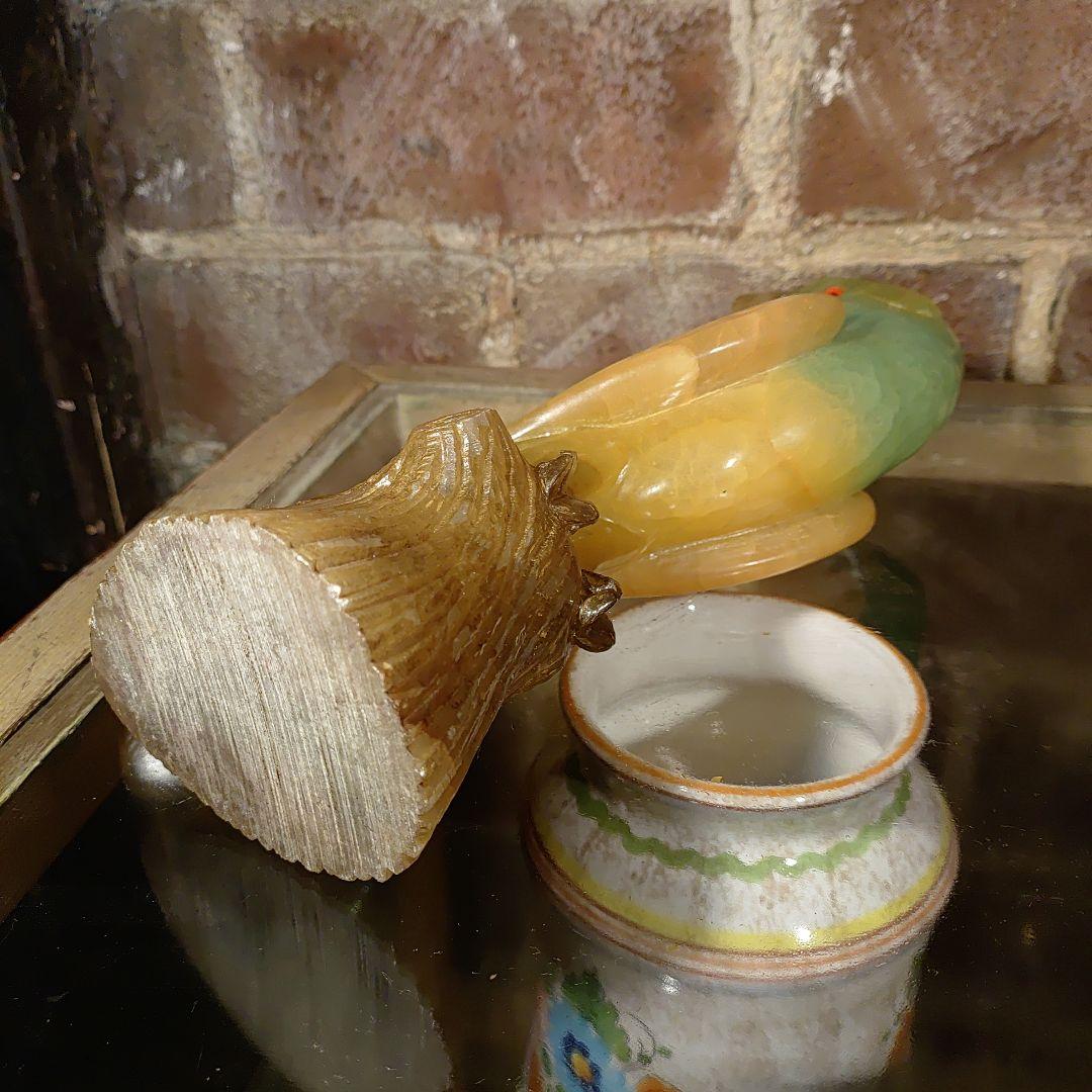 ビンテージ　イタリア製 アルバスタ　オウムの置物　Italy　手彫り