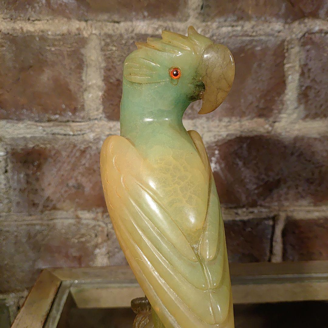 ビンテージ　イタリア製 アルバスタ　オウムの置物　Italy　手彫り