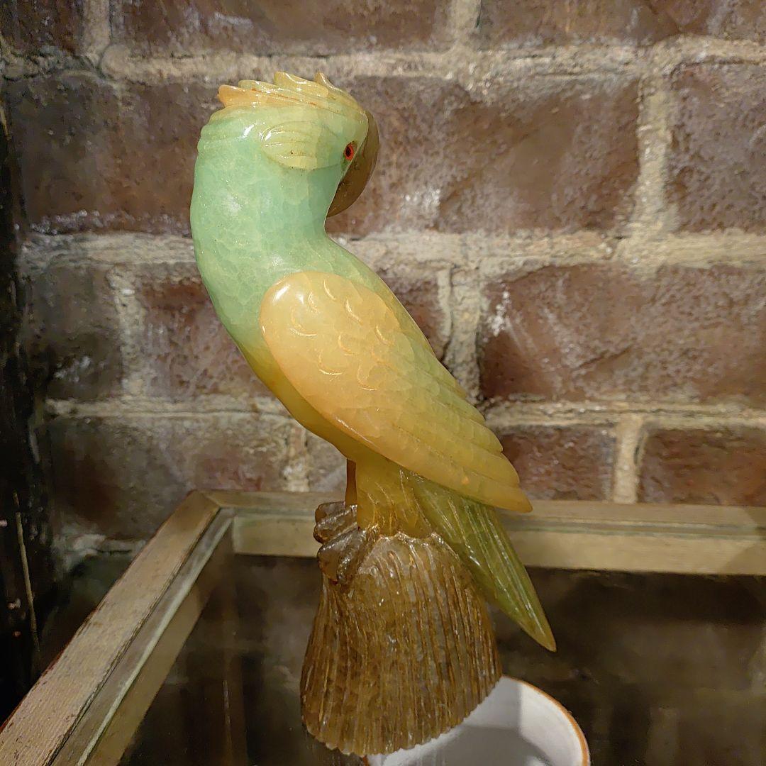 ビンテージ　イタリア製 アルバスタ　オウムの置物　Italy　手彫り