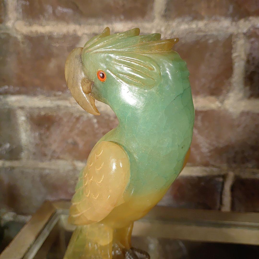 ビンテージ　イタリア製 アルバスタ　オウムの置物　Italy　手彫り