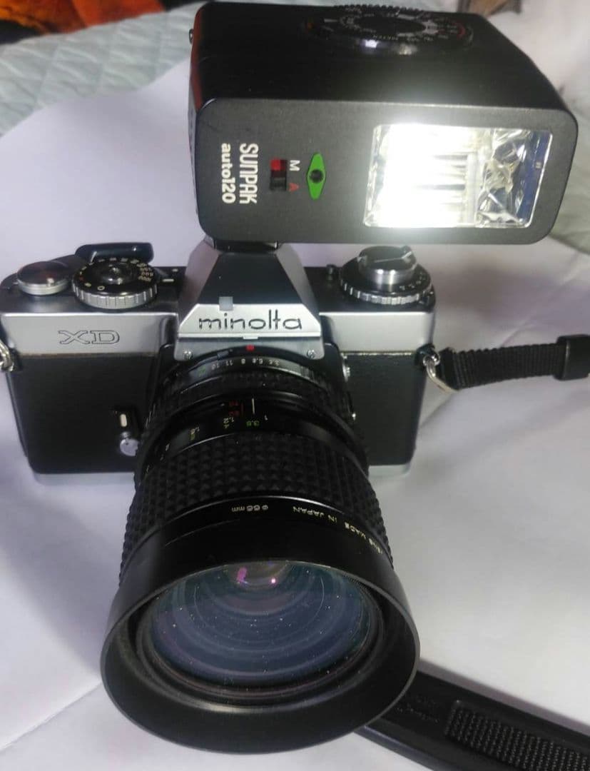 ※)説明文改訂　カメラ　ミノルタXD　本体＋望遠レンズ＋フラッシュ　一眼レフ