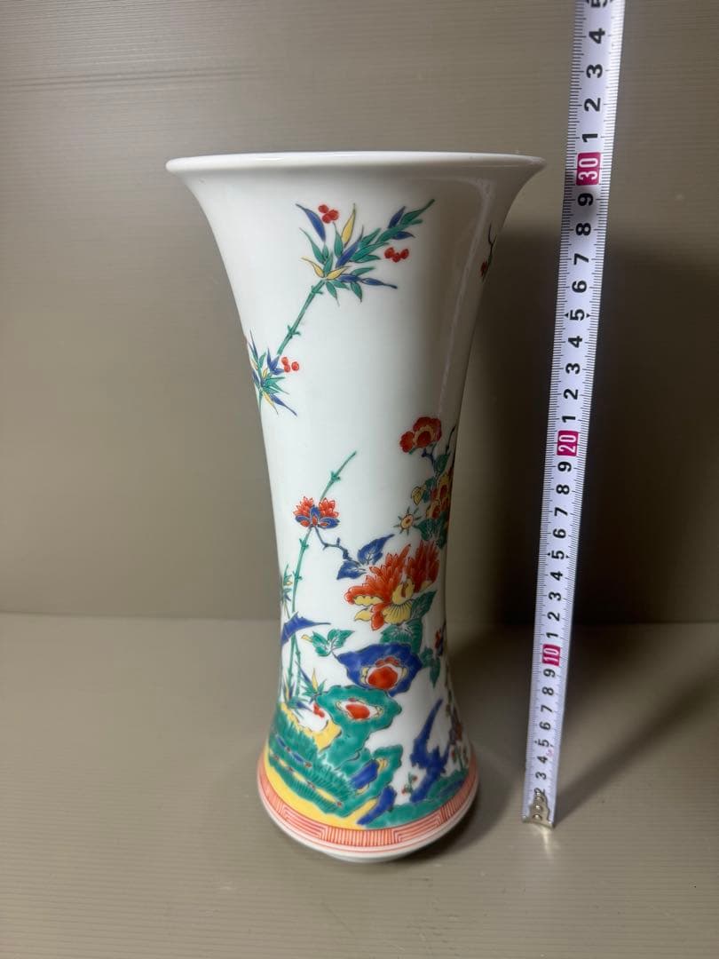 2141  其泉　色絵岩牡丹　梅竹文　花瓶